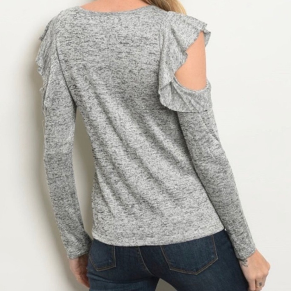 Cold Shoulder Ruffle Long Sleeve Top - Picture 2 of 2